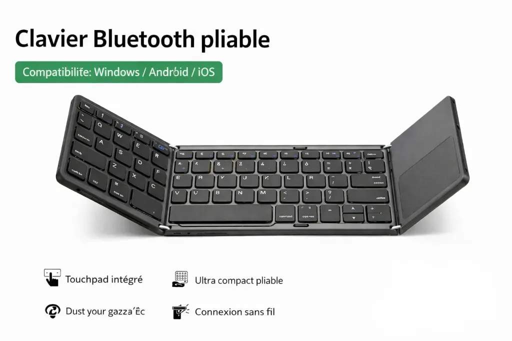 Clavier Bluetooth pliable B033 avec pavé tactile