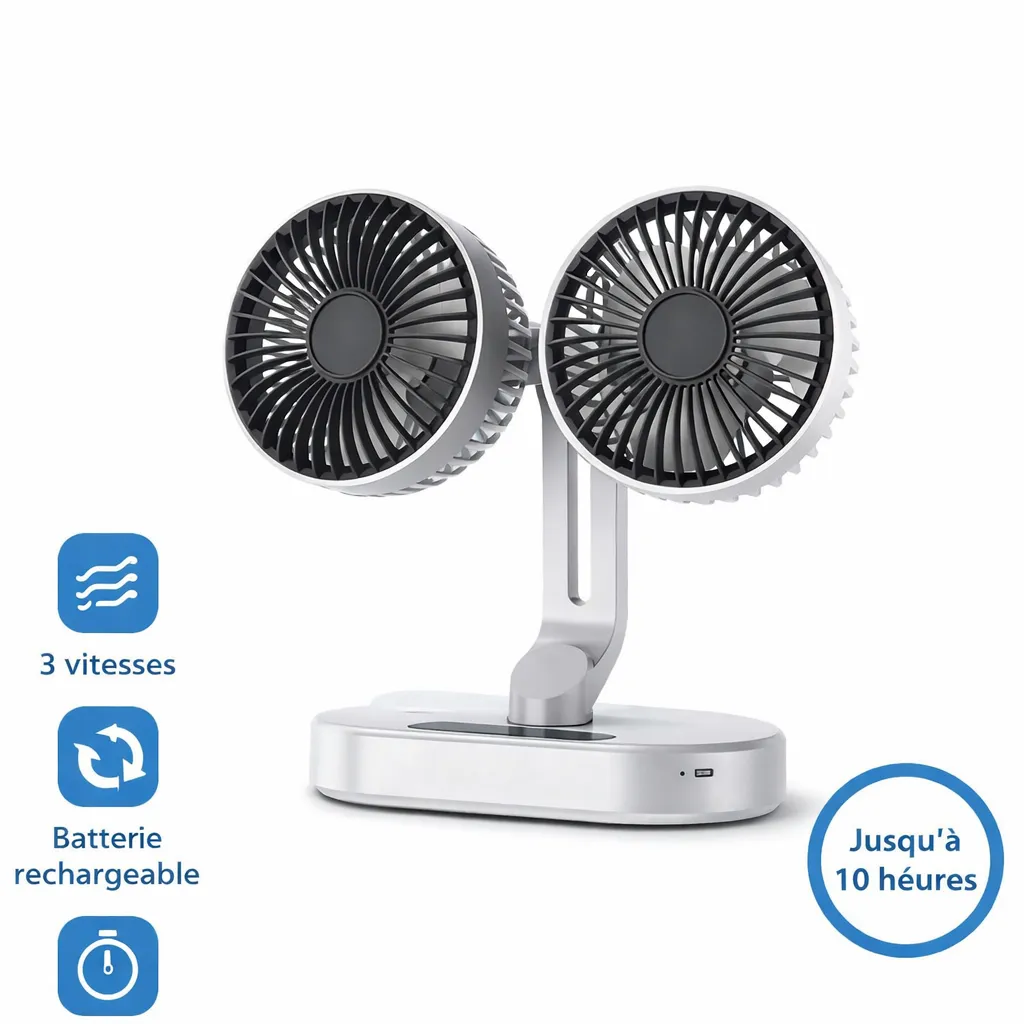Ventilateur Rechargeable Double Tête AF‑883 – Puissance & Confort
