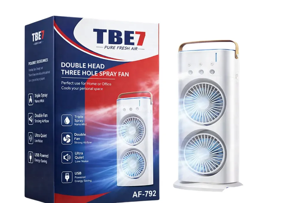 Ventilateur Brumisateur Double Tête TBE7 AF‑792 – Fraîcheur & Silence