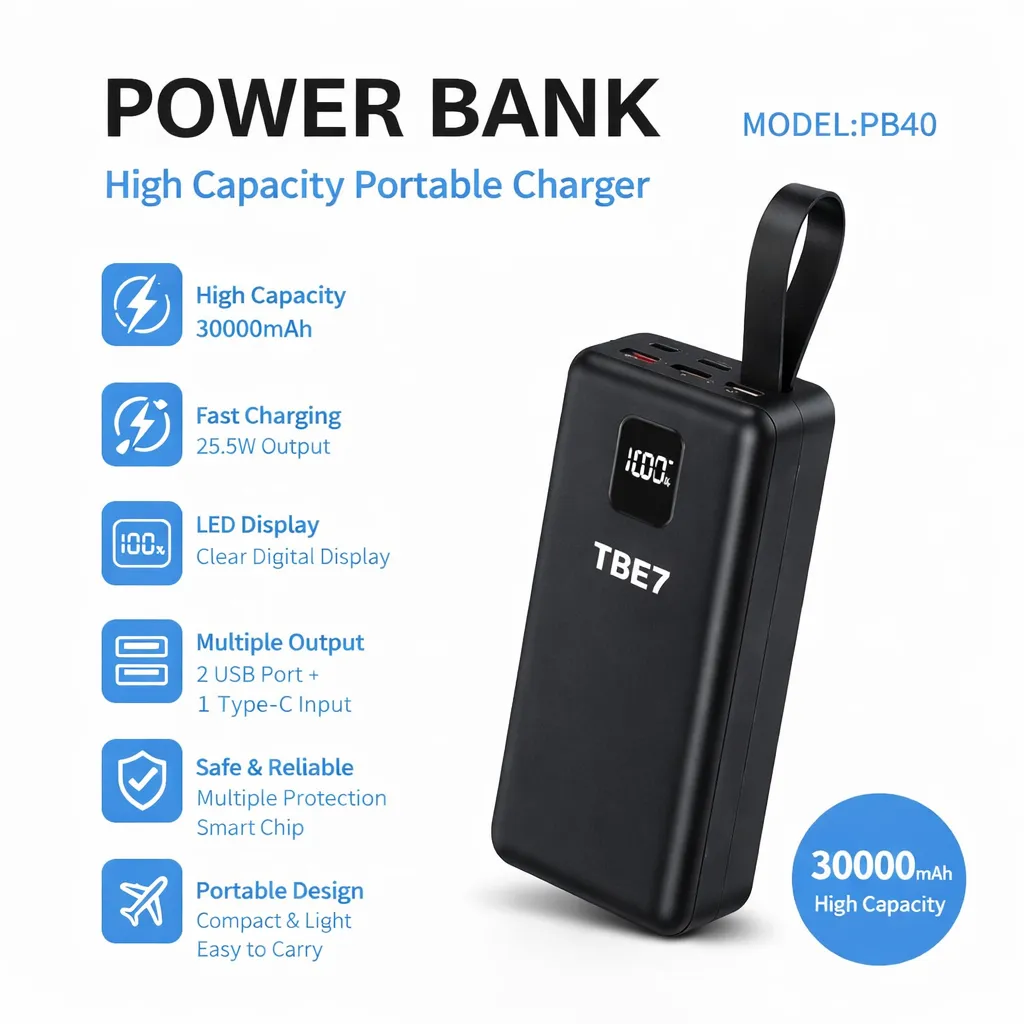 Power Bank PB40-Batterie Externe Haute Capacité 30000 mAh