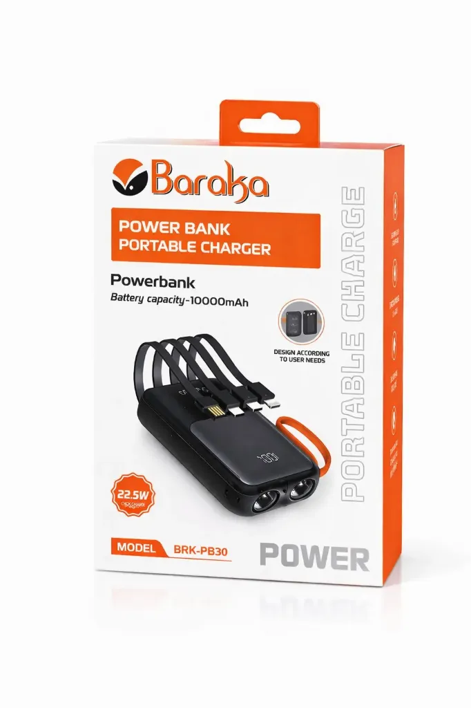 Baraka Power Bank Portable Charger – modèle BRK‑PB30