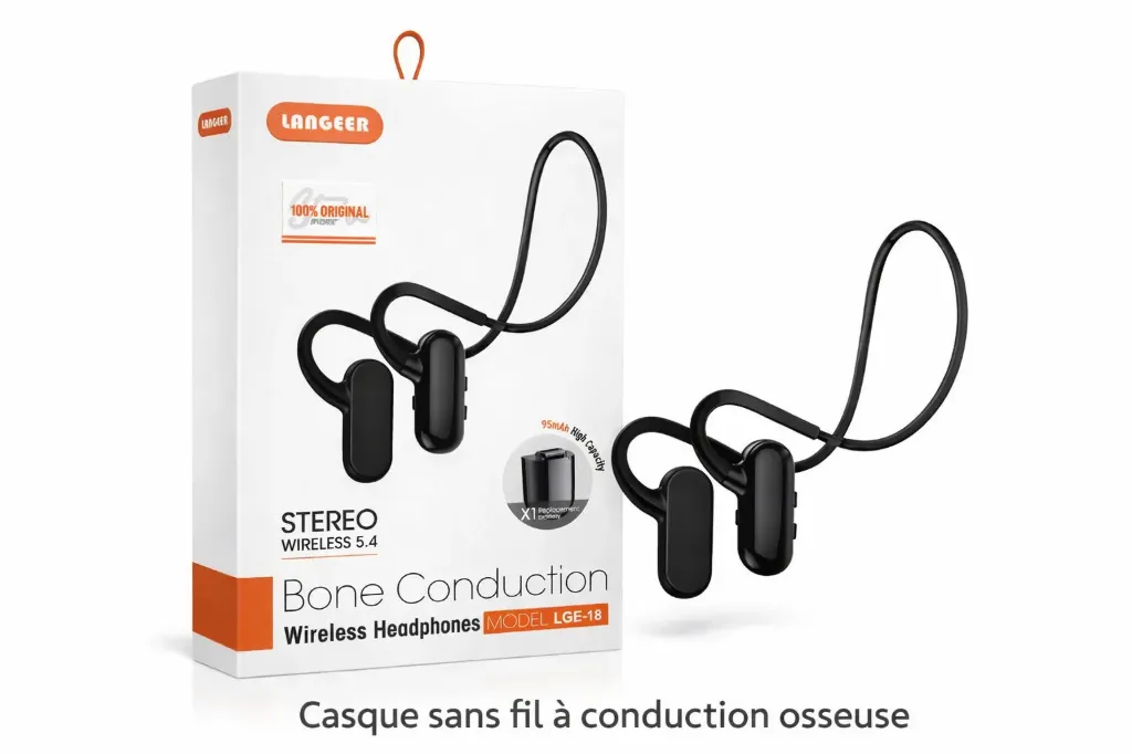 Écouteurs à conduction osseuse sans fil Bluetooth, avec contour d'oreille ouvert, étanches, parfaits pour le sport