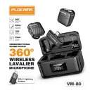 PLOKAMA Microphone Pro Sans Fil VM-80 – 2 Micros + Boîtier de Charge LED – Fixation Magnétique
