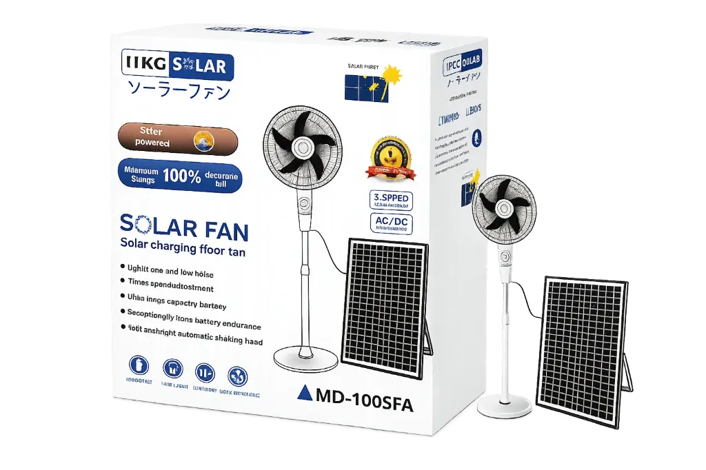 Ventilateur solaire UKC MD‑100SFA-sur pied rechargeable3 vitesses