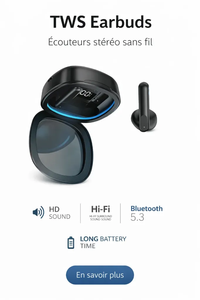 Ecouteur bluetooth sans fil tws earbuds